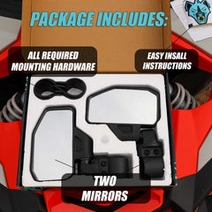 Chupacabra Offroad mirror next to ruler showing dimensions for clear fitment