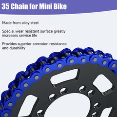 CILOYU chain installed on minibike drive demonstrating fit and reliability