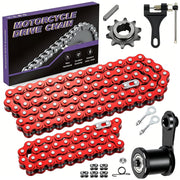 CILOYU red 420 chain front packaging showing kit and tools for easy replacement