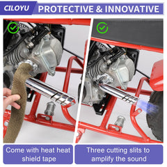 CILOYU side profile straight pipe illustrating simplified exhaust flow benefit