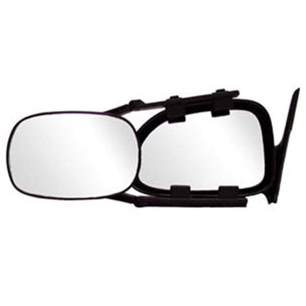 CIPA clip-on towing mirror front view showing face and mounting straps for better towing visibility