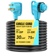 CircleCord front view showing plug and receptacle for reliable connections