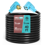 CircleCord front view showing 14-50 plug and receptacle for reliable 50A connection