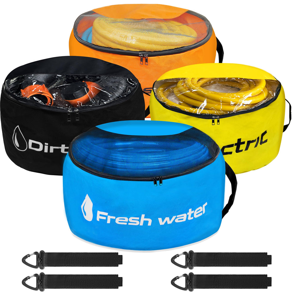 CircleRoad front view showing four color-coded bags for fast identification and tidy storage