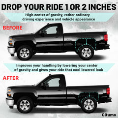 Citumo installed on rear axle showing improved truck stance and secure fit