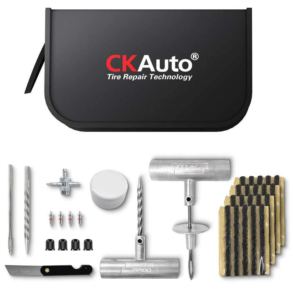 CKAuto kit front view with tools showing ready roadside repair benefit