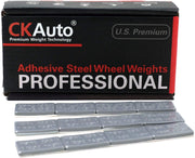 CKAuto front packaging showing box of grey stick-on wheel weights for organized storage