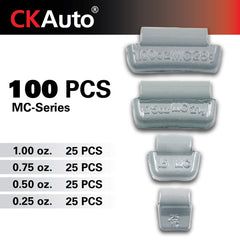 Close-up of CKAuto MC lead weight polymer coating and clip detail, demonstrating corrosion protection