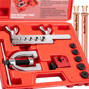 Clatoon front view of complete flaring tool kit showing organization and portability