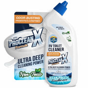 Clean Camper bottle front label showing product purpose and benefits