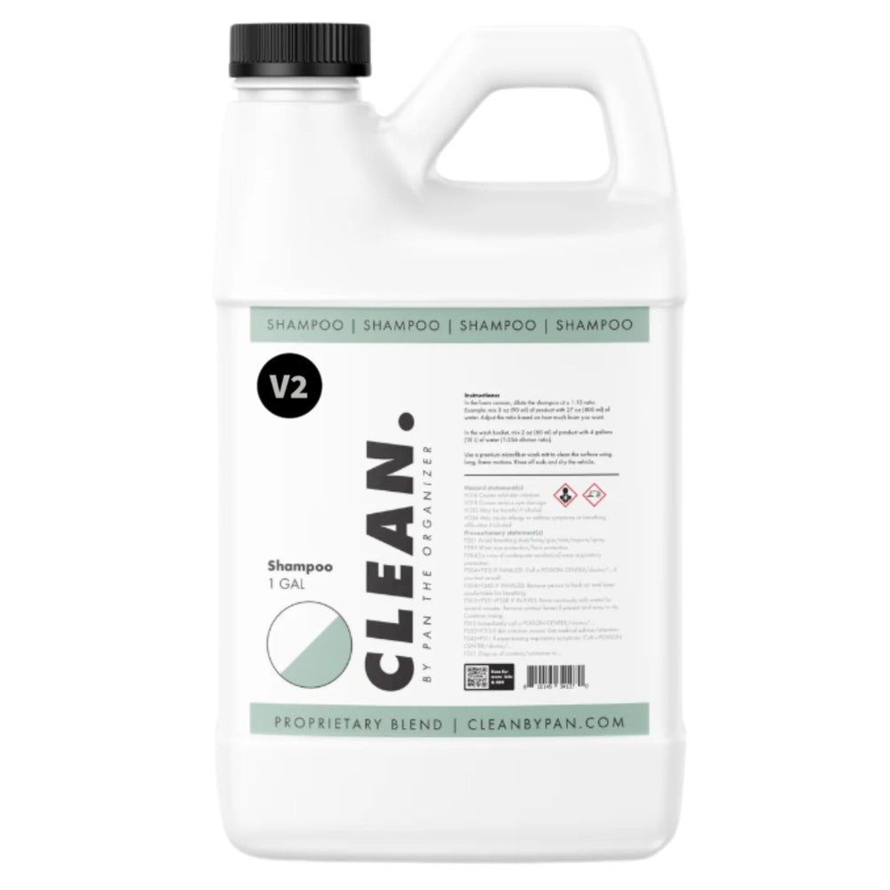 CLEAN. front label on 128oz bottle showing product name and benefits