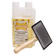 CleanSheep brush front view showing sturdy design and efficient grooming benefit
