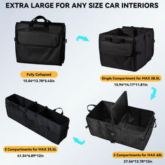 CLESOO open top displaying three adjustable compartments for versatile organization
