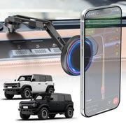 CloudValley Bronco phone mount front view showing exact dashboard fit and secure hold