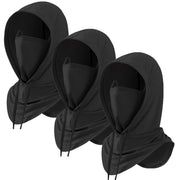 Cmonie front view of three balaclavas showing pack and style benefits