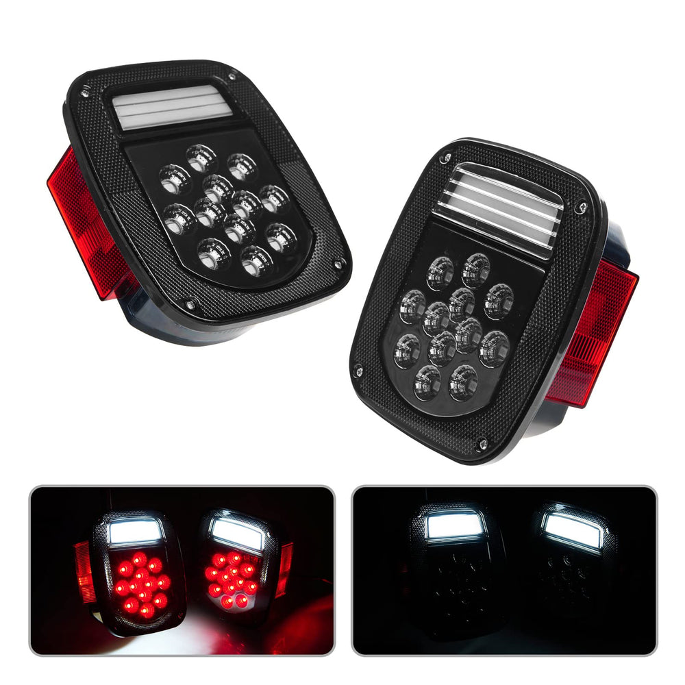 CMVT Auto front view tail light assembly showing smoked lens and LED layout for improved visibility