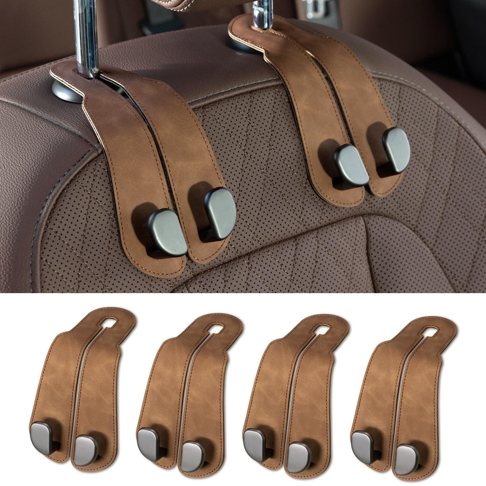CoBak front view of four brown hooks showing premium finish and compact storage benefit