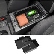Coleya front view of console organizer showing fit and neat storage benefit