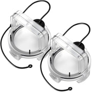 Colingmill front view of two clear caps showing compact storage benefit