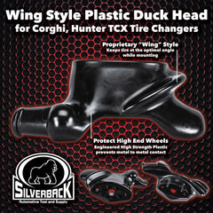 Corghi mounting face of duckhead highlighting OEM fitment features