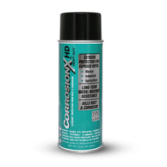CorrosionX aerosol can front view showing product label and benefit