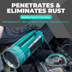 CorrosionX being sprayed on a boat trailer protecting metal from salt
