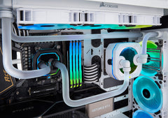 Corsair XL8 being poured into a custom PC loop showing easy application and compatibility