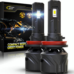 Cougar Motor H11 front packaging showing pack of two bulbs and plug and play benefit
