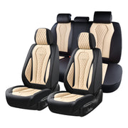 Coverado front seat full set showing beige leather and neat fit for elegant upgrade