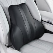 Coverado front view lumbar pillow showing sleek PU leather and ergonomic shape for comfort