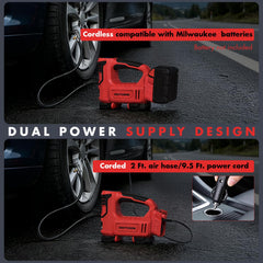 CRAFTCISION attached to Milwaukee M18 battery for cordless operation