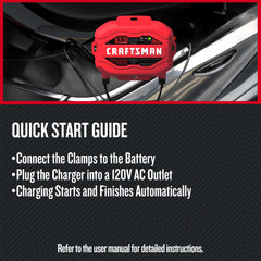 CRAFTSMAN closeup of printed labels and indicator lights for clear charging status