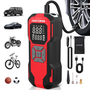 CRAFTSMAN front view showing tire inflator and benefits of portability