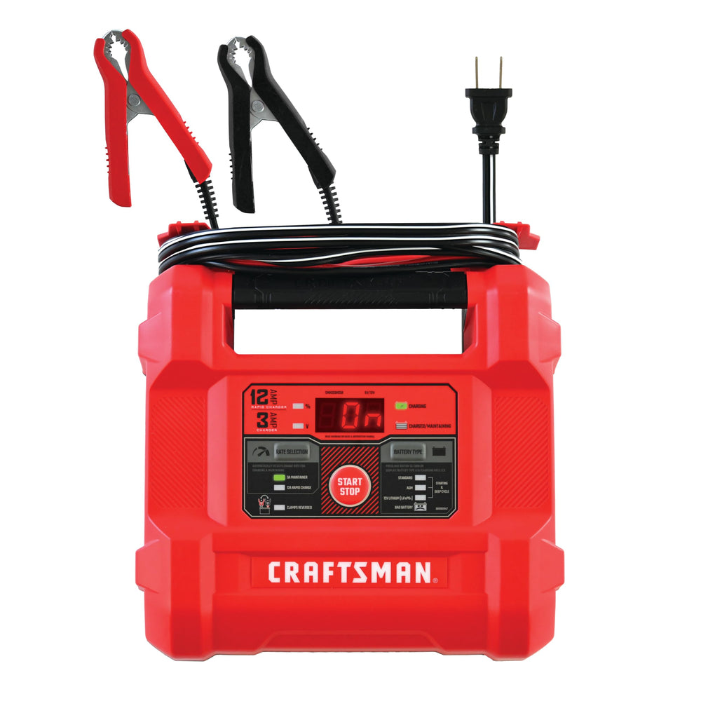 CRAFTSMAN front view of charger showing compact design and quick setup benefit