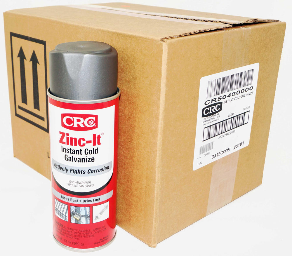 CRC cold galvanizing front packaging showing matte gray can, clear protection