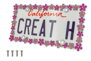creathome front view of daisy wreath frame showcasing bright chrome finish and floral design