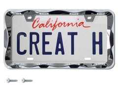 creathome front view chrome license frame shows sleek styling and durable metal
