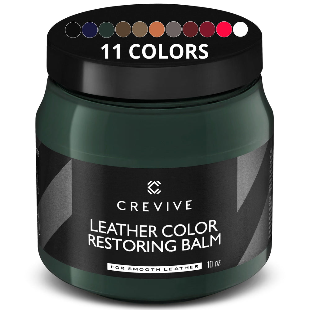 CREVIVE front label of green leather recoloring balm showing product name and size benefiting quick identification