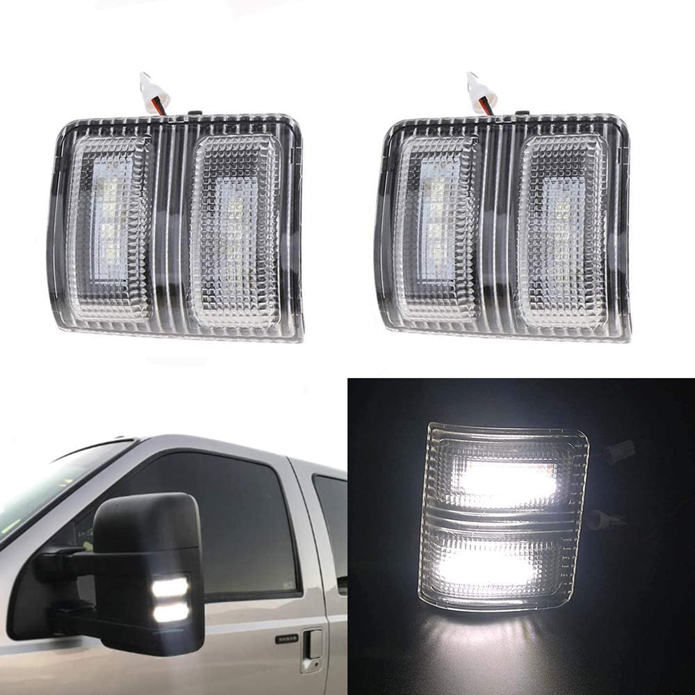 csslyzl front view installed mirror showing clean white LEDs and improved visibility