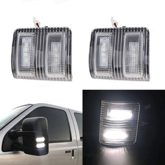 csslyzl front view installed mirror showing clean white LEDs and improved visibility