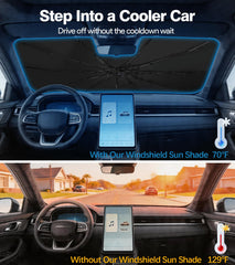 Ctinlov sunshade leather-wrapped edge close-up protecting windshield from contact