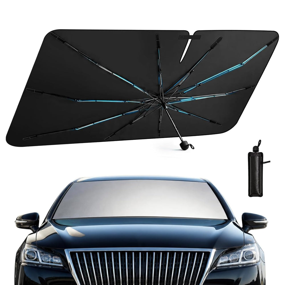 Ctinlov sunshade front open showing full windshield coverage and cooling benefit