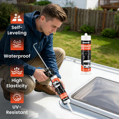 CUKWUYBY close-up of smooth self-leveling sealant bead for even coverage