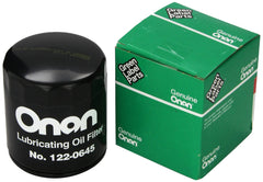 Cummins Onan oil filter front view showing durable seal and easy-fit