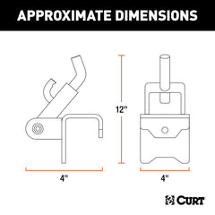 CURT 17208 close-up of snap-up design showing leverage point for easy engagement