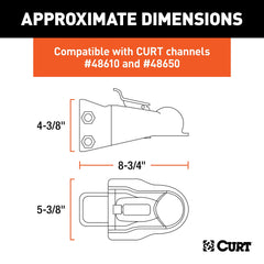 CURT 25330 close-up of latch mechanism, clear operation and lockable security benefit