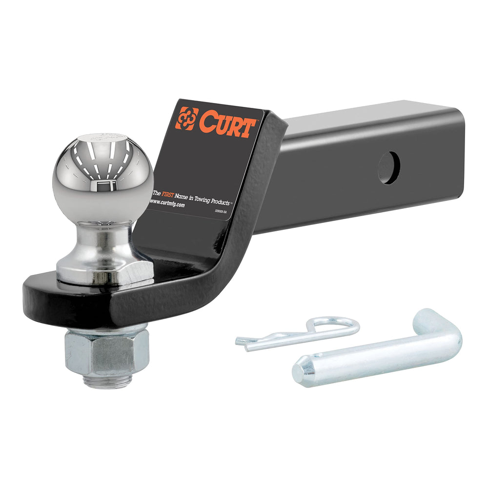 CURT 45036 front profile showing assembled mount and ball for immediate towing