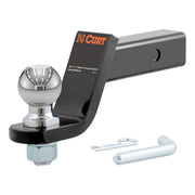 CURT front view of loaded ball mount showing complete ready-to-tow setup and convenience