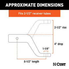 CURT close-up of 2.5-inch shank demonstrating secure receiver fit and durability