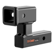 CURT raised receiver adapter front view showing 2-inch shank and secure fit benefit